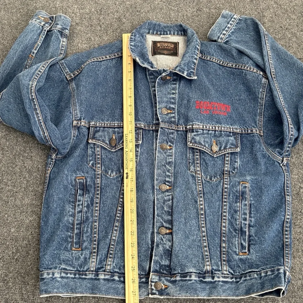 Vintage 90's Y2K Boomtown Las Vegas‎ Casino Denim Jacket Size Large Dadcore
